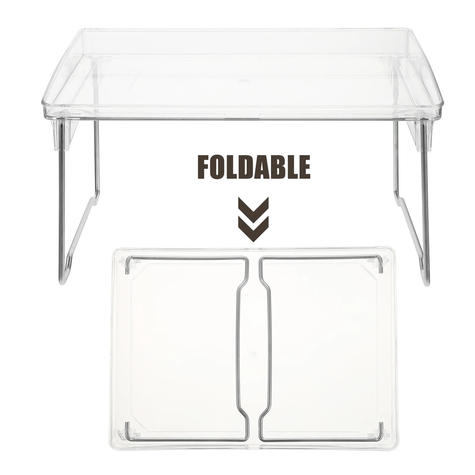 

Folding Transparent Storage Rack Desktop Makeup Organizer Countertop Heightened Shelf Multi-Purpose Cosmetics Holder for Home