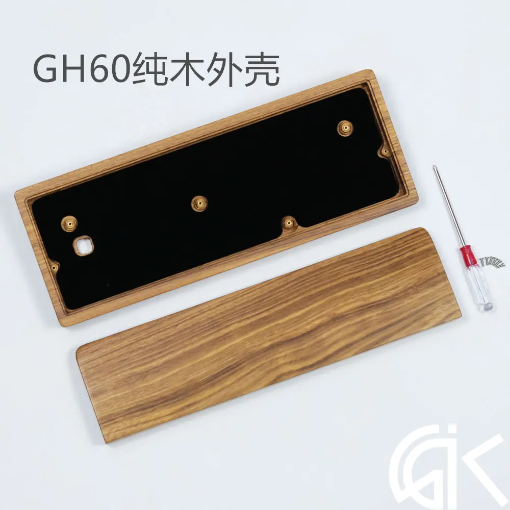GH60 Walnut Wood Mechanical Keyboard Case Customization Keyboard Wooden Shell Base Wrist Rest Set Office Keyboard Accessories