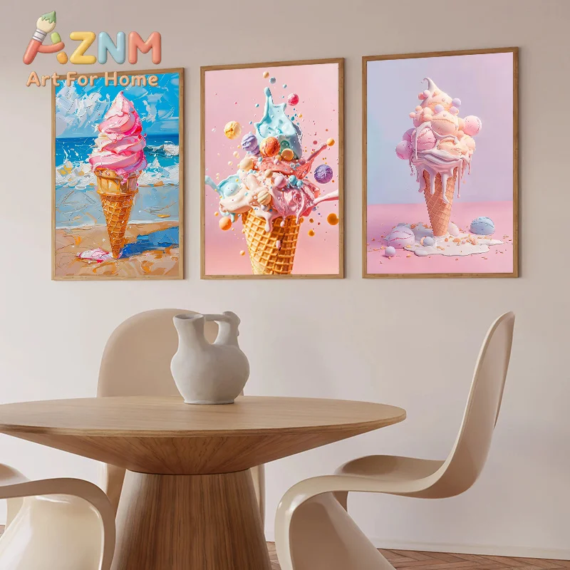 1pc frameless Canvas Painting Cherry Dessert Orange Cocktail Ice Cream Lemon Tree Canvas Paintings And Prints Wall Art HD Pictur