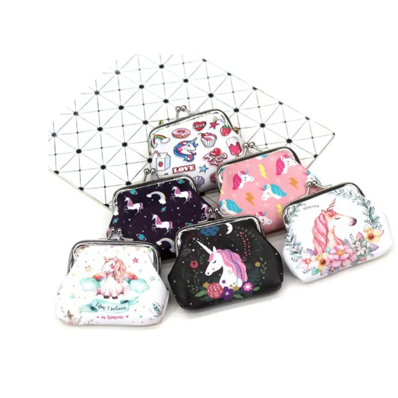 Fashion Unicorn Coin Purses Holder Women Mini Change Wallets Girl Money Bag Coin Bag Children Zipper Small Pouch Key Pockets