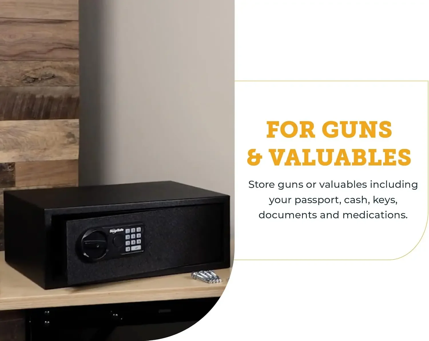 Gun Keypad Safe, XL – Keypad Handgun Safe for Your Pistol and Valuables – Electronic Keypad Entry with Backup Key – Black, Measu