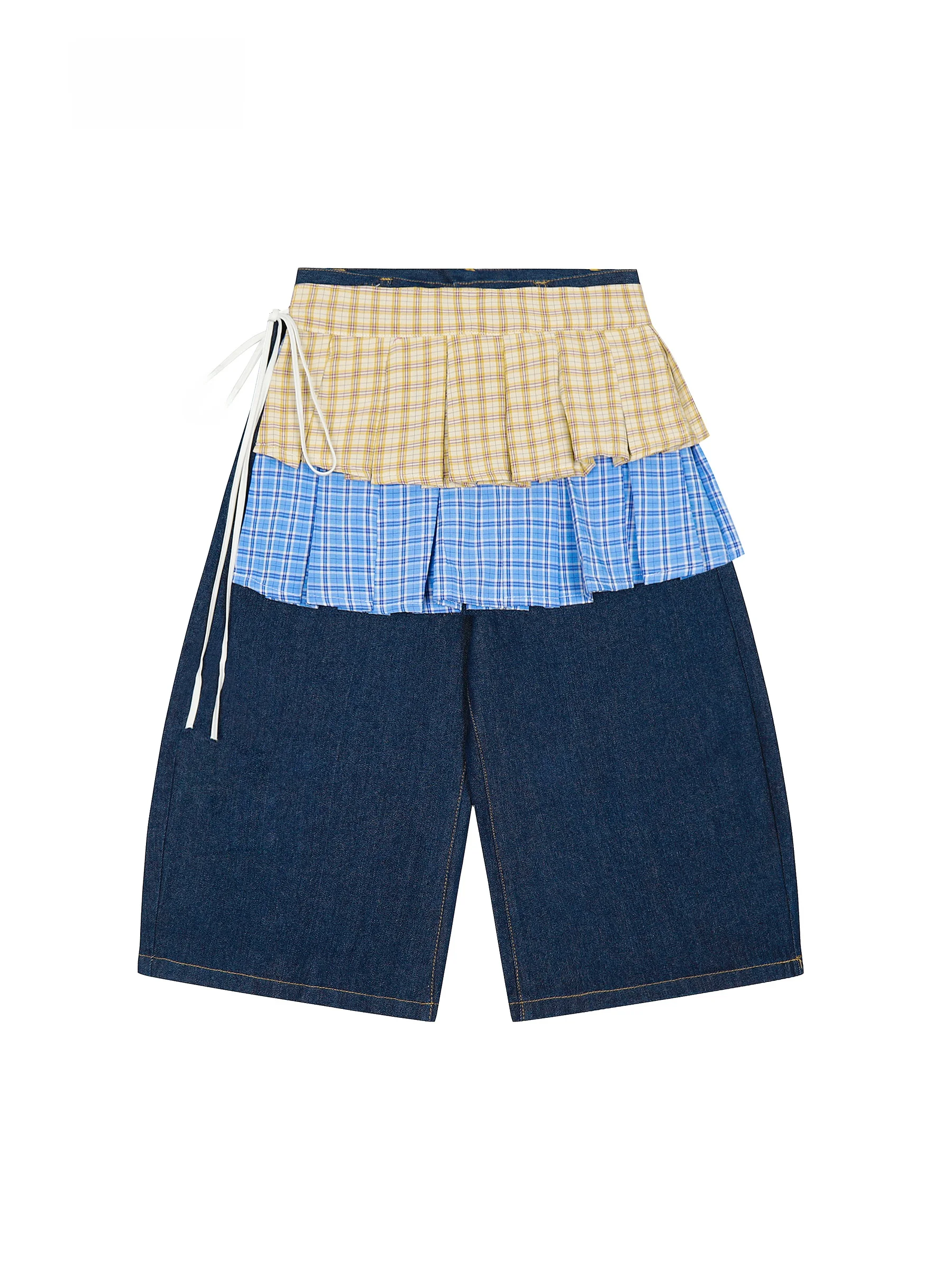 American Retro Detachable Denim Mid-Length Pants Women Summer New High Waist Loose Straight Seven-Foot Trousers Trendy