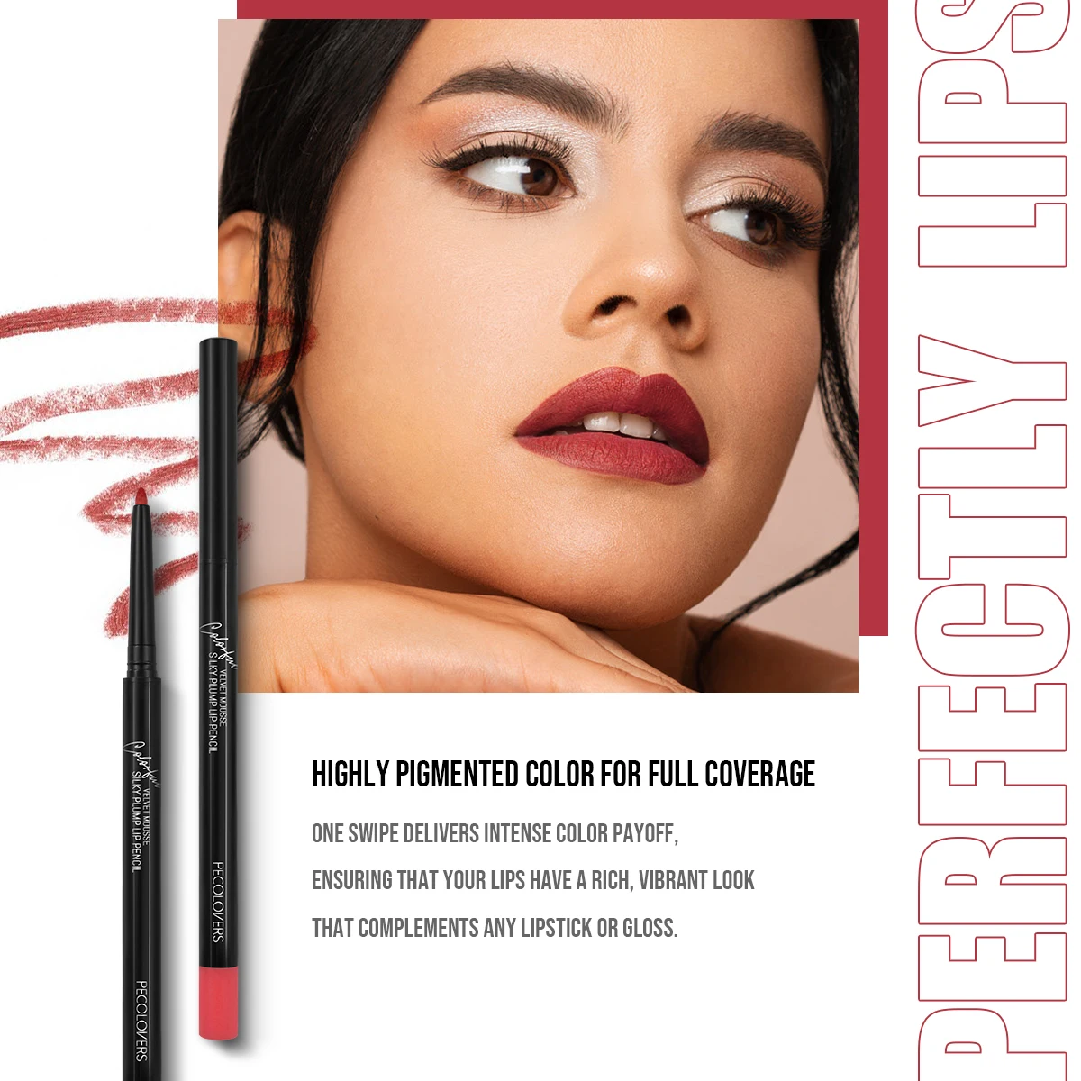 Matita per labbra opaca impermeabile a 12 colori, linee delle labbra di lunga durata facili da scivolare e difettono, morbido velluto adatto a tutti i tipi