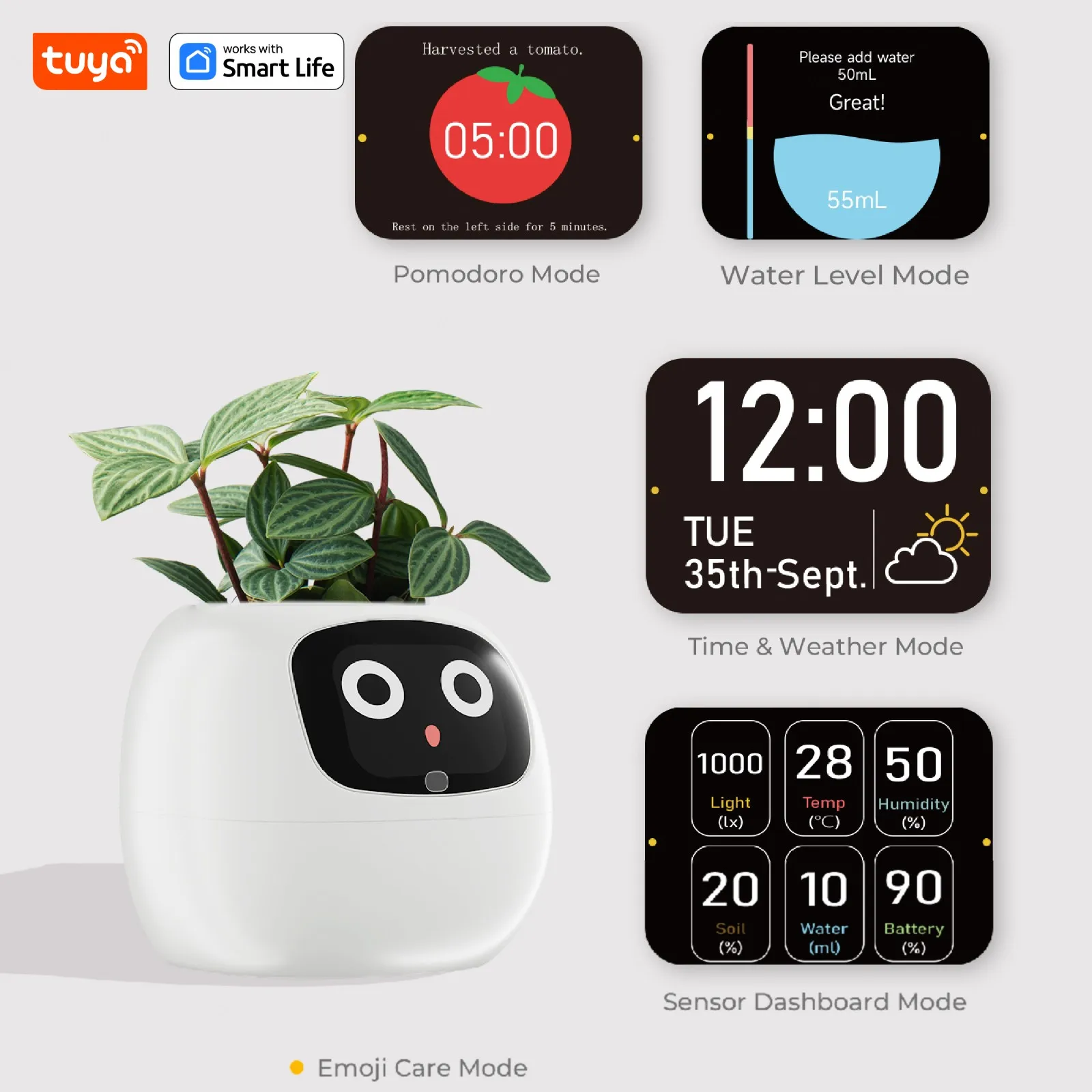 2026 Tuya WiFi Ivy Gen 2 Smart Plant Pet Robot, 00+ Emojis Interactive Planter,Premium Matte Gift Box Tech Gift for Plant Lovers
