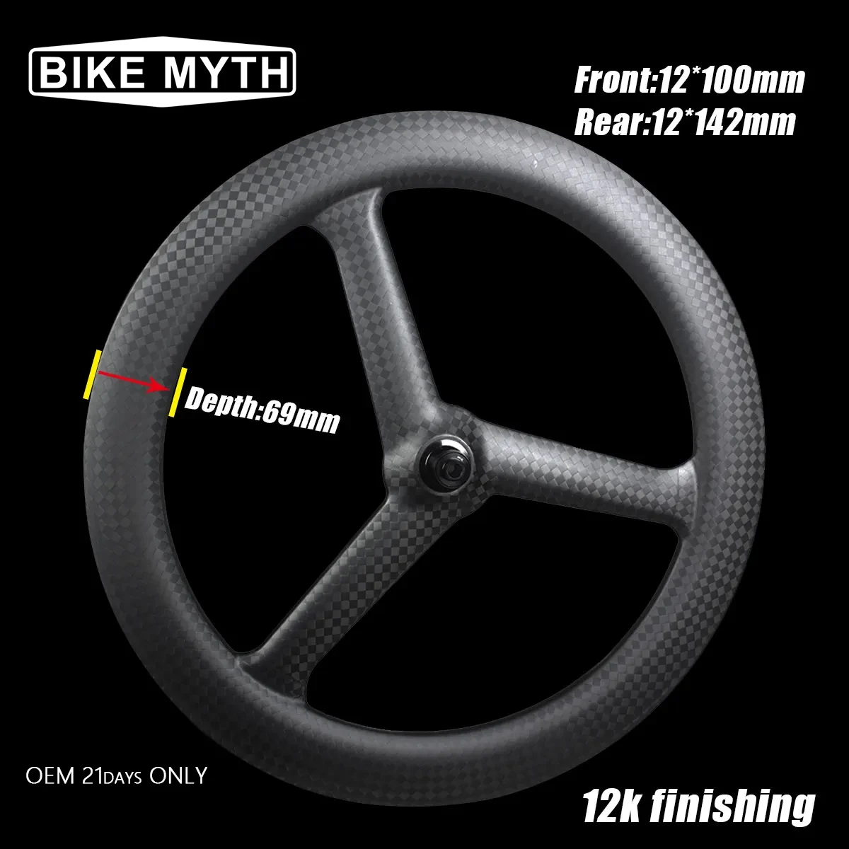 

Колесный комплект BIKE MYTH Aero TT Carbon с 3 спицами для шоссейных и трековых велосипедов, высококачественные трехспицевые колеса с отличными характеристиками