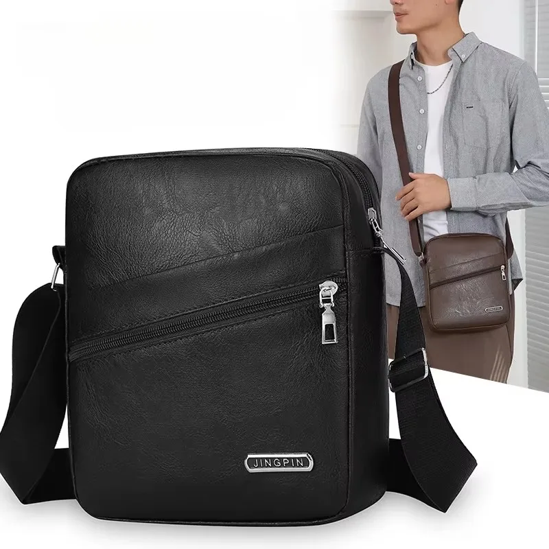 

Men‘s PU Shoulder Bag Messenger Bag Casual Waterproof Nylon Zipper Pocket Handbag Fashion Tote Travel Male Crossbody Bags