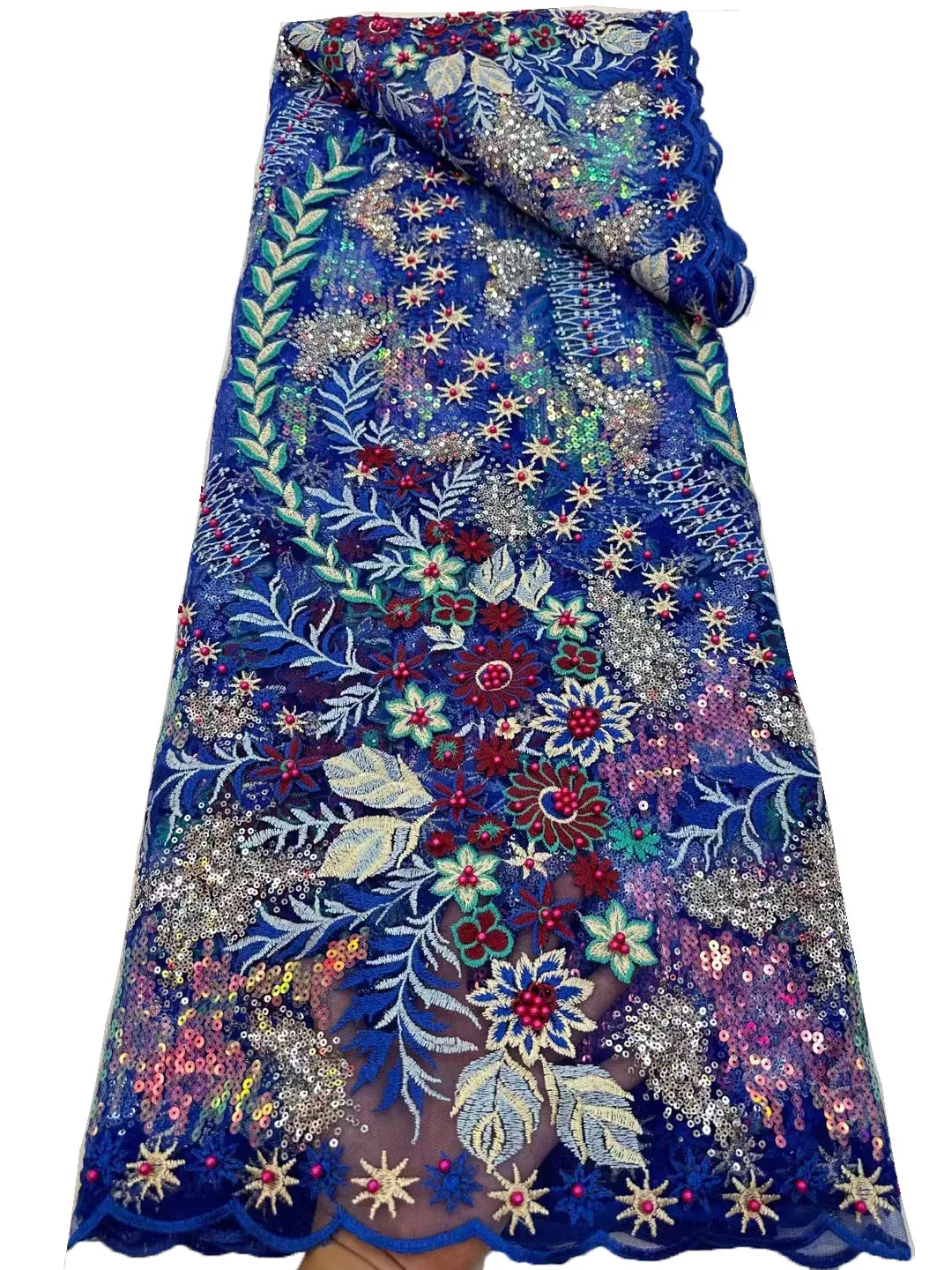 

New heavy industry multi-colored bead bead embroidery lace lace, African high-end fashion cheongsam wedding dress