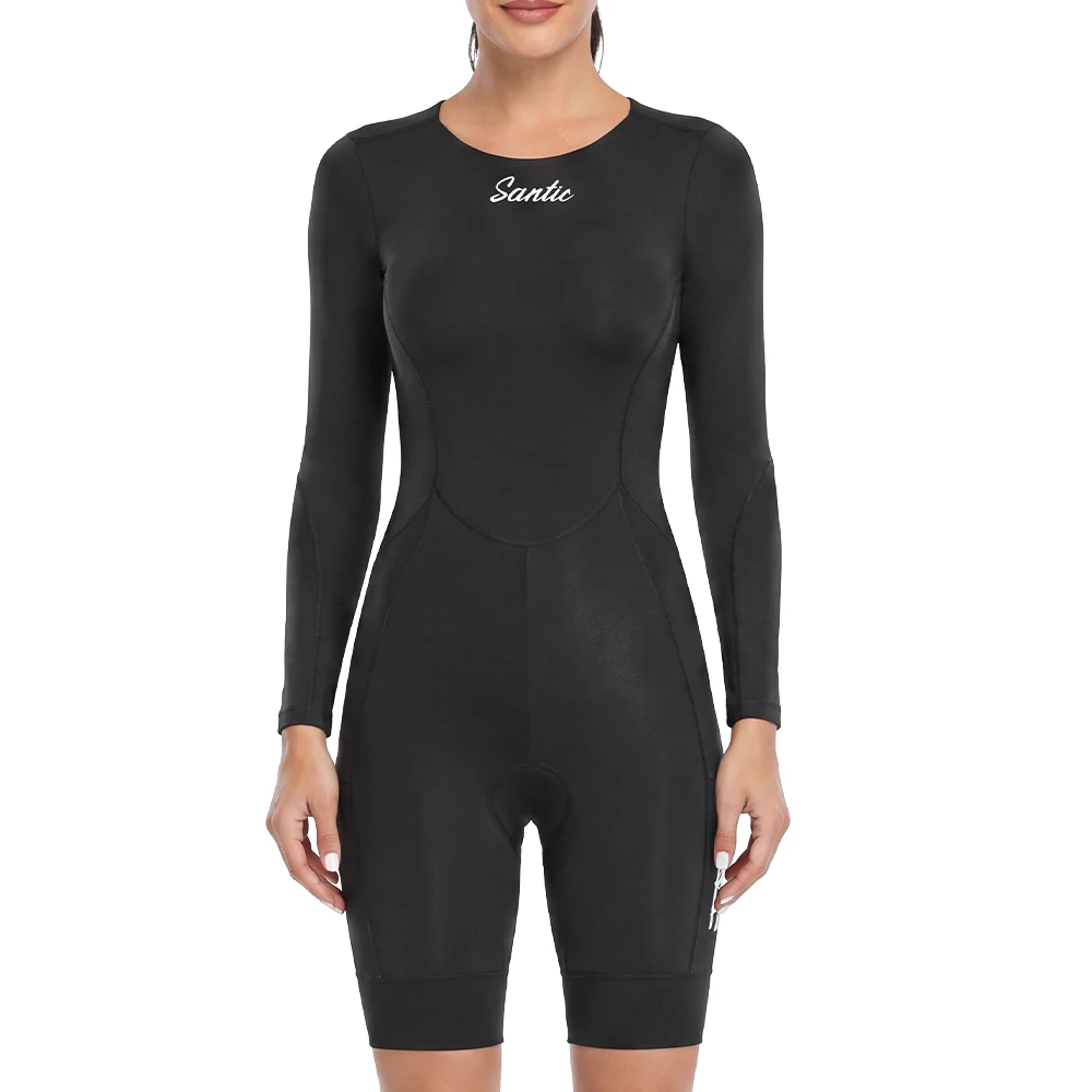 Santic Women's Long Sleeve Triathlon Skinsuit  Professional Racing Jumpsuit for Swimming Cycling Running Fit 20-28℃ KL26C03035