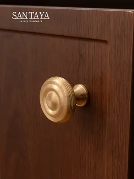 Úchytky kuchyňských skříněk Santaya z masivní kartáčované mosazi do ložnice a kuchyně, zlaté, pro zásuvky, úchytky na šatní skříň a komody 10 nejlepší prodej úchytky a knoflíky zásuvek v kartáčované zlaté barvě - №1