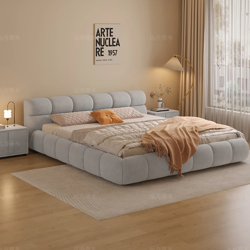 Nordic Bedroom Couple Bed Queen Cheap Modern Luxury Double Bed Wood Lounge Cama Matrimonial Space Saving Furniture