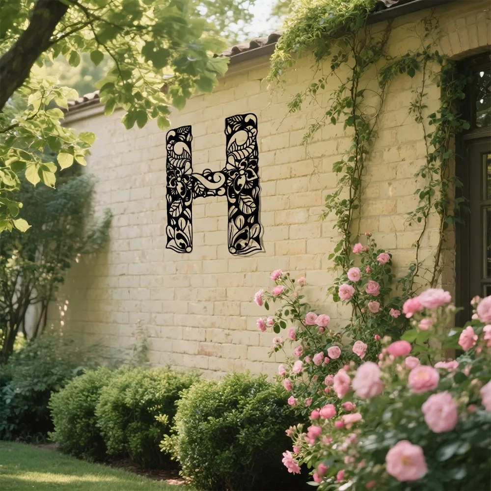 CIFBUY Wrought Iron Metal Wall Art 2D Flat H-Shaped Aluminum Sculpture