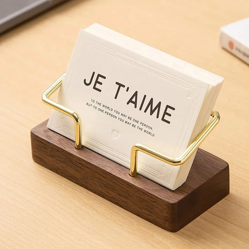 1pcs Business Card Holder Organizer Office Desk Display Stand Memo Counter Tabletop Shelf Home Wooden Card Holder Storage