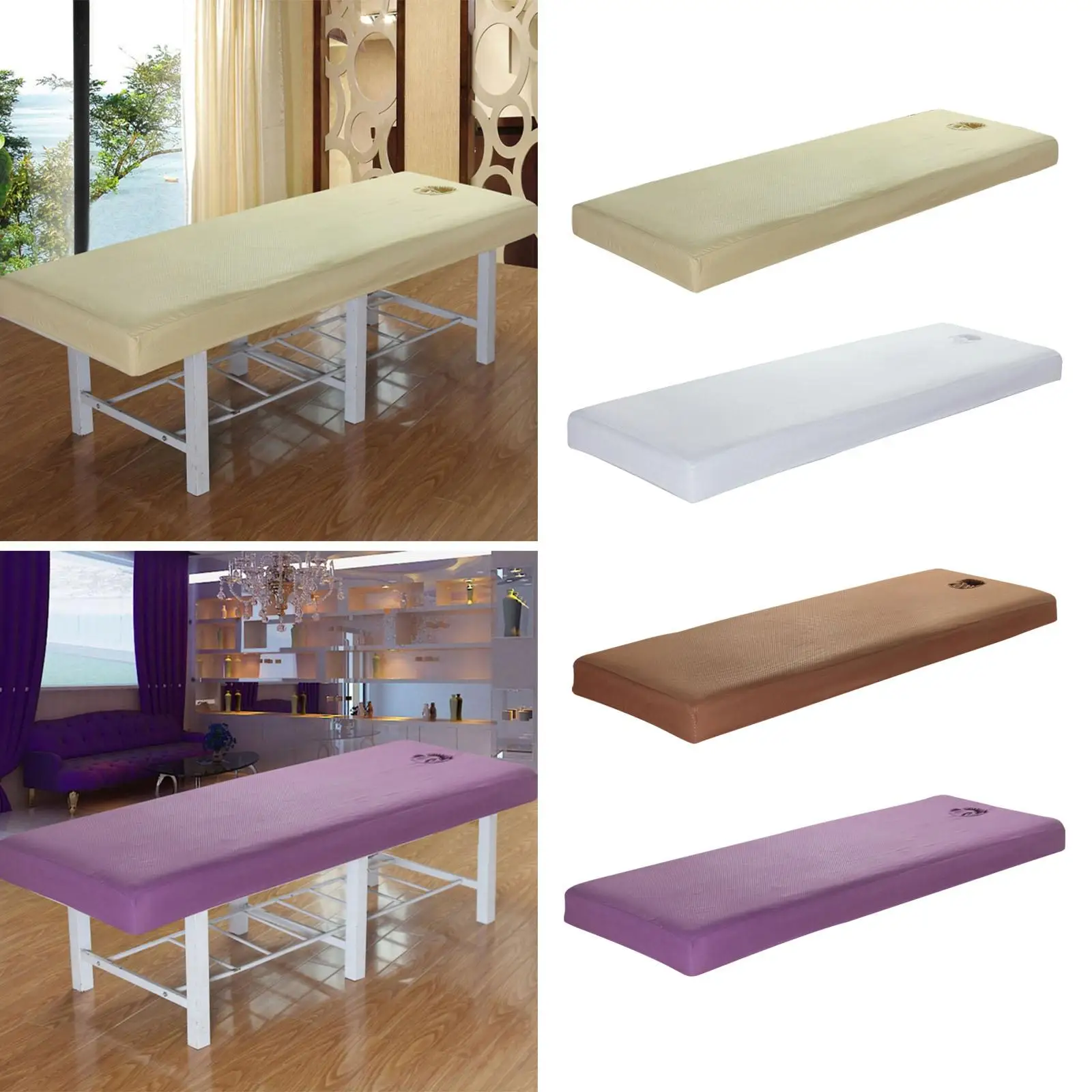 Breathable Polyester Massage Table Sheet Elastic Fitted Cover Universal for Spa Salon Massage Bed