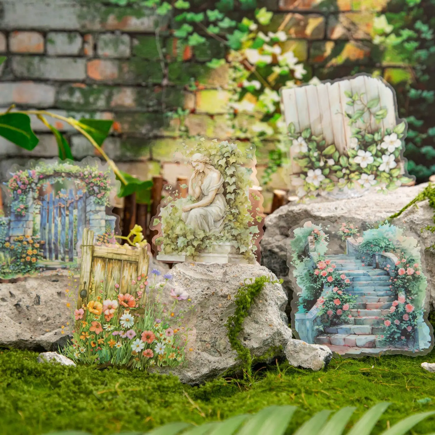 15 Pcs/pack Manor Fence Series Decorative Sticker Retro Landscaping Collage Scrapbooking Label Diary Album Journal Planner