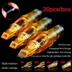 20 Stuks Wegwerp Tattoo Cartridge Naalden Rl/Rm/M1/Rs Tattoo Permanente Make-Up Voor Microblading Tattoo Machine pen Accessoires