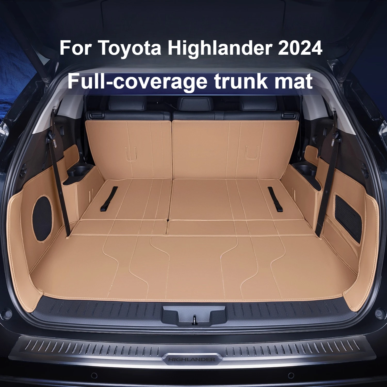 

For Toyota Highlander 2024 Full-Cover Trunk Mat Eco-Friendly Leather Scratch-Resistant Custom Accessories