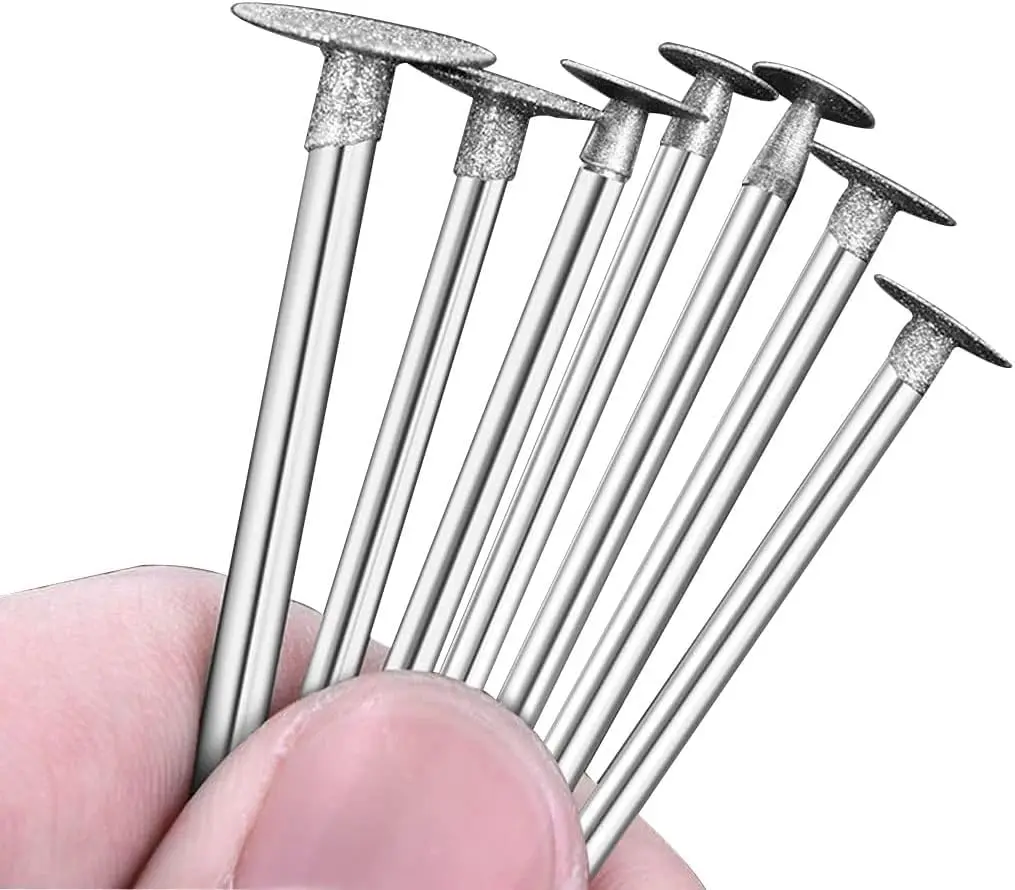 7Pcs T-shaped diamond cutting burrs, 1/8 inch handle diamond burr stone carving set suitable for Dremel rotating tools