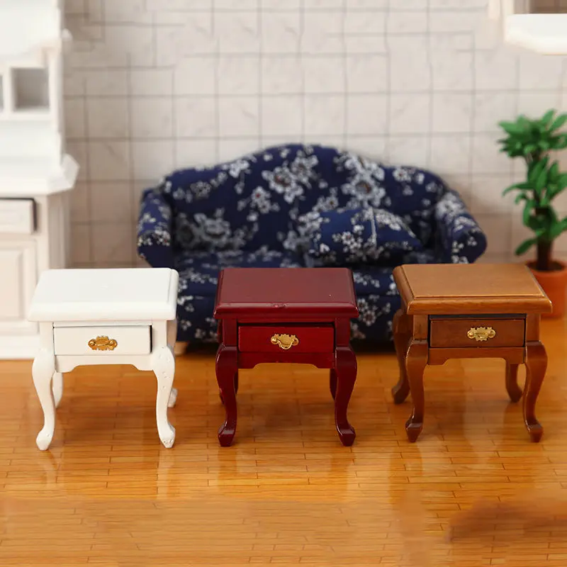 Minicasa de muñecas en miniatura, escritorio de madera, mesa de centro, sillas, muebles de simulación, juguetes, accesorios para casa de muñecas, 1/12