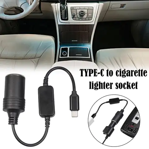 1Pc 유형 C 남성 12V 자동차 시가 라이터 소켓 여성 변환기 Cable12V USB-C 포트 전력 변환기