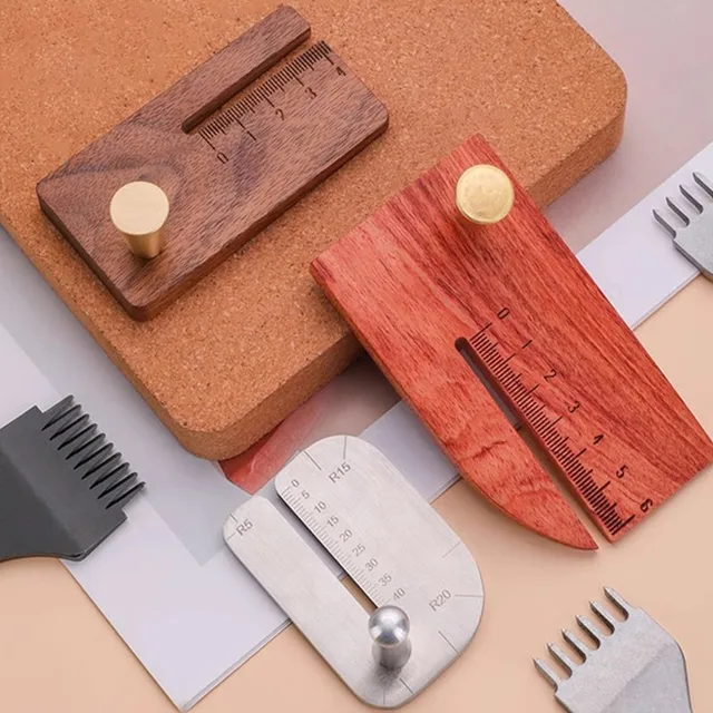 IMZAY 1 szt. Wielofunkcyjny drewniany rozdrabniacz do skóry ze stali nierdzewnej DIY narzędzie pomocnicze do cięcia i dziurkowania skóry