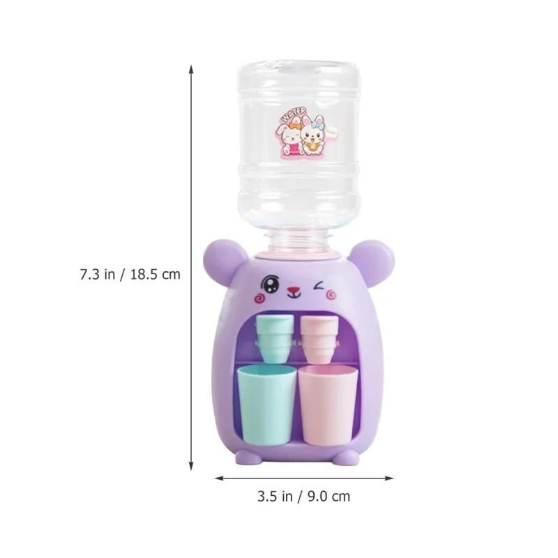 Dispensador de água infantil de desenho animado, brinquedo com 2 copos, mini dispensador de água de cabeça dupla, animal, cozinha, dramatização, brinquedo para crianças