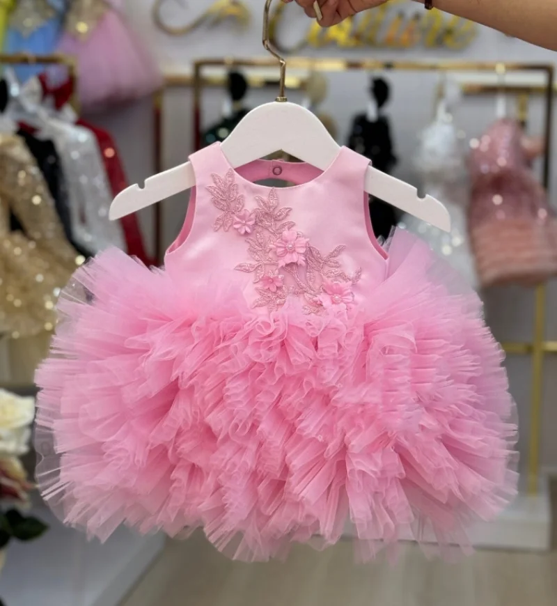 

Children Custom Tutu Dress For 1-10 Years Girls Wedding Birthday Party Princess Dresses Kids Lace Gown Costume Clothing Vestidos