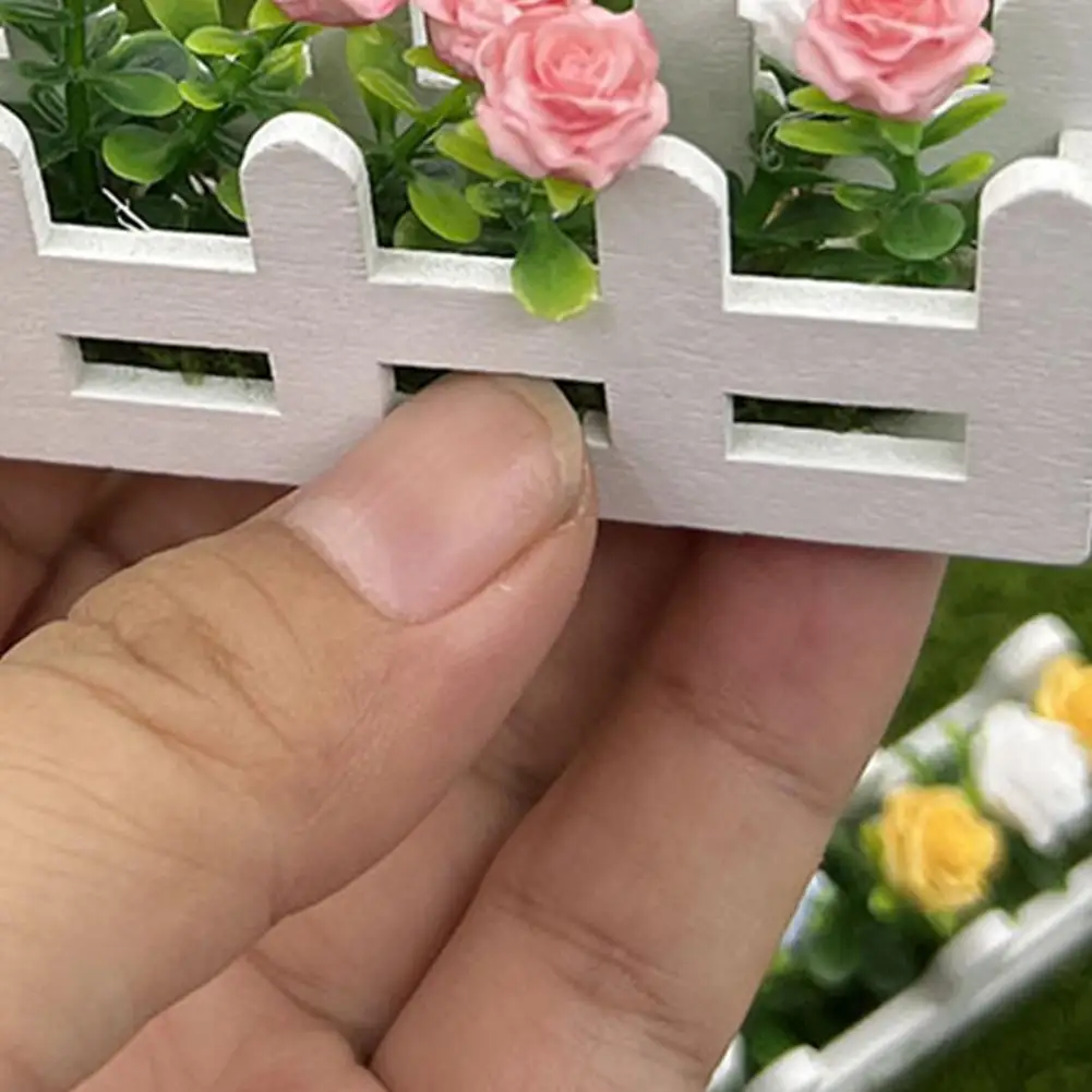 Miniature Garden Bed Realistic Miniature Garden Bed Miniature Flower Fence Planter Box 1/12 Scale Dollhouse Raised Garden Bed