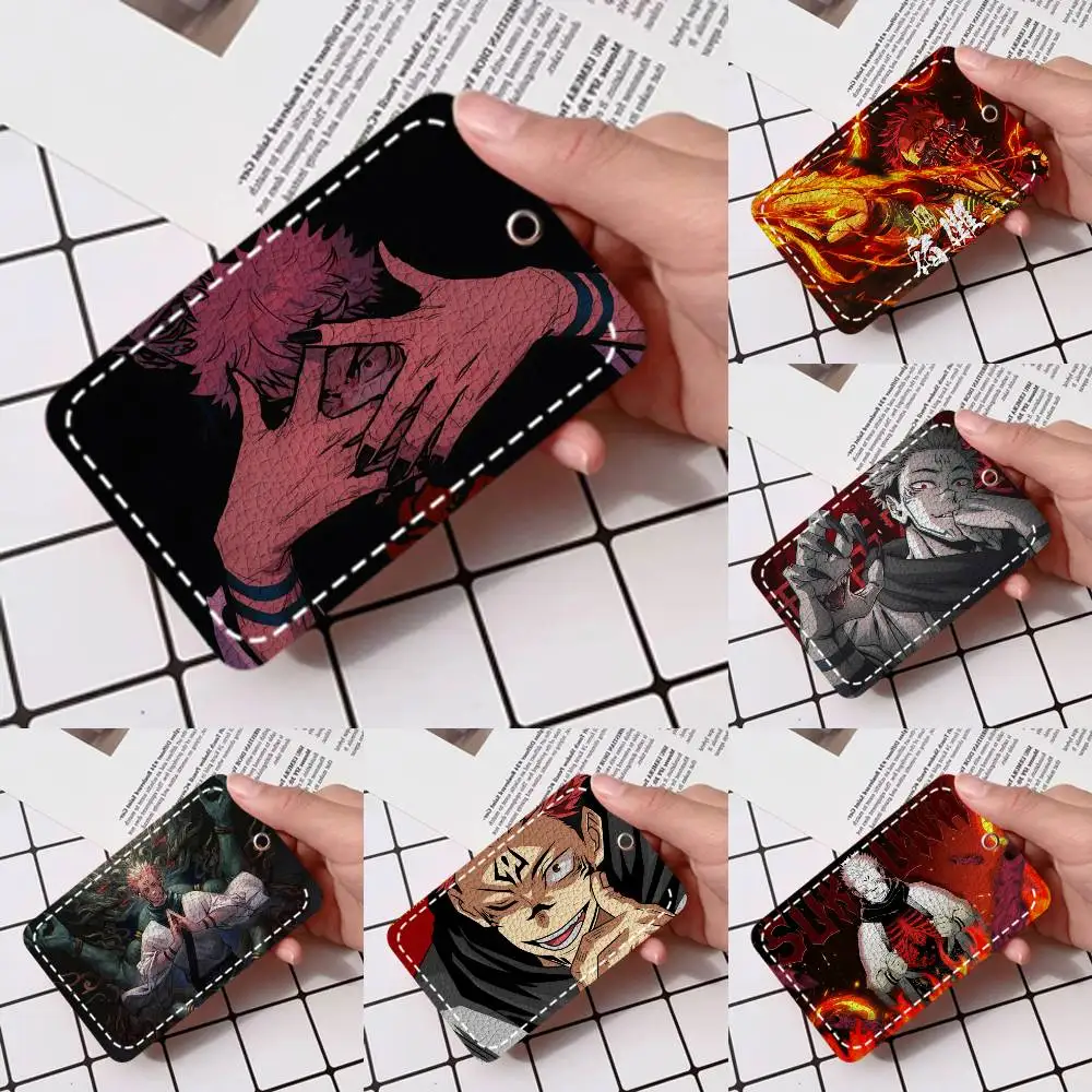 

Anime Sukuna Card Holde Applicable To Credit Cards Bus Card Soft Leather Rectangular Keychain Protective Cover