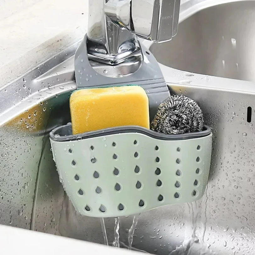 

Kitchen Sink Holder Hanging Drain Basket Adjustable Soap Sponge Shelf Organizer Bathroom Faucet Holder Rack Kitchen Accessories