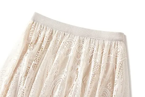 Sheer Lace Skirt Crochet Tulle Midi Skirt Women\'s Flowy A-line Mesh Skirt Ladies High Street Trendy Outfit