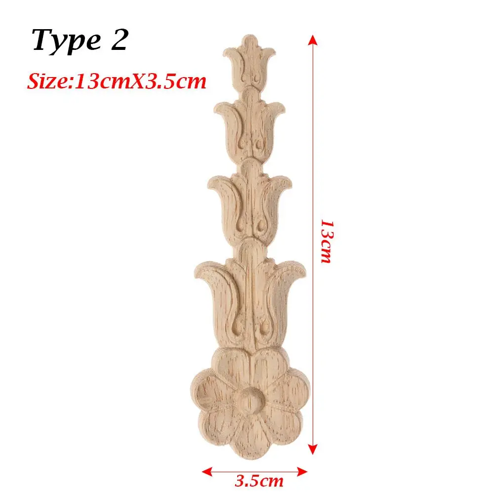 Natural Home Decoration Door Adornment Woodcarving Rose Flower Wooden Crafts Floral Carved Corner Appliques