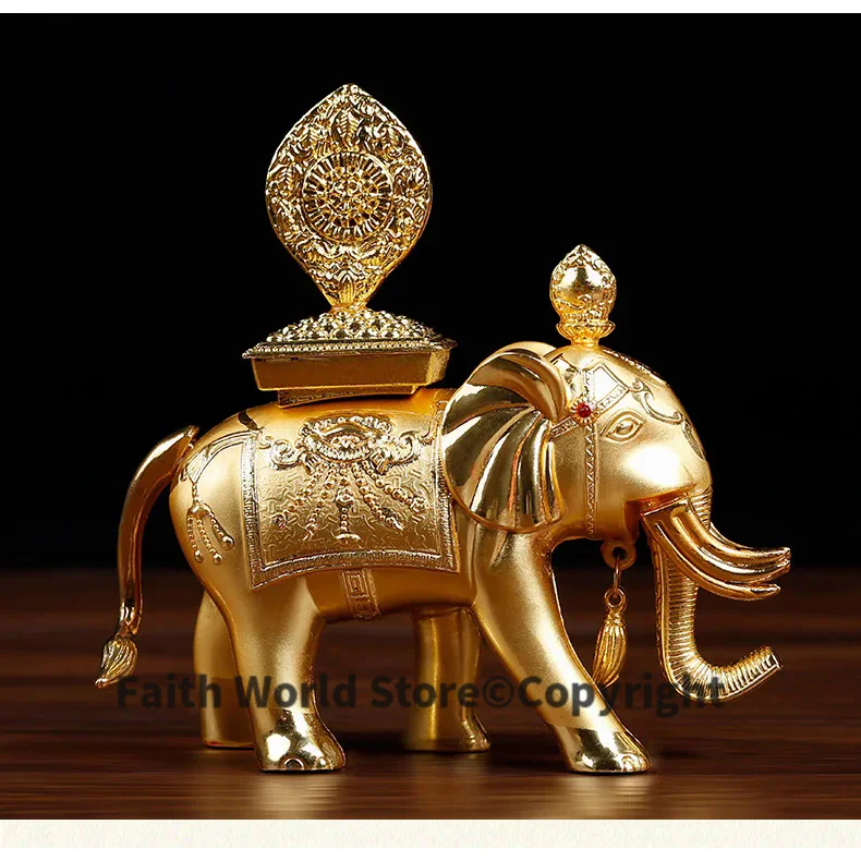 Buddhist supplies HOME CAR efficacious Talisman House Protection Buddhism gilding XIANG BAO elephant treasures Buddha statue