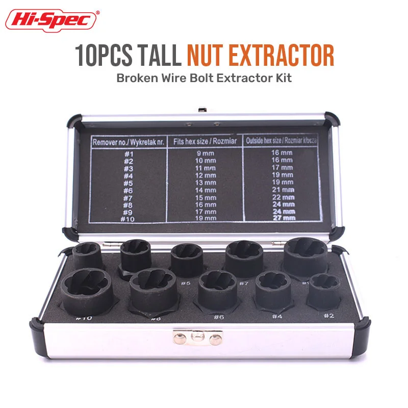 10Pcs/Set Damaged Bolts Nuts Black Nuts Screws Remover Extractor Removal Tools Set Bolt Nut Screw Removal Socket Wrench