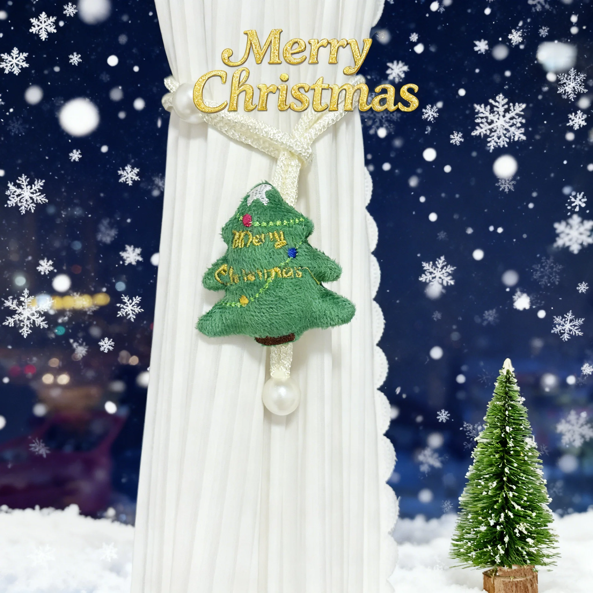1/2 قطعة شجرة عيد الميلاد الاحتفالية الستار Tiebacks-مثالية لقضاء عطلة المنزل ، زينة عيد الميلاد ، حامل الستار ، ملحقات الستار #6