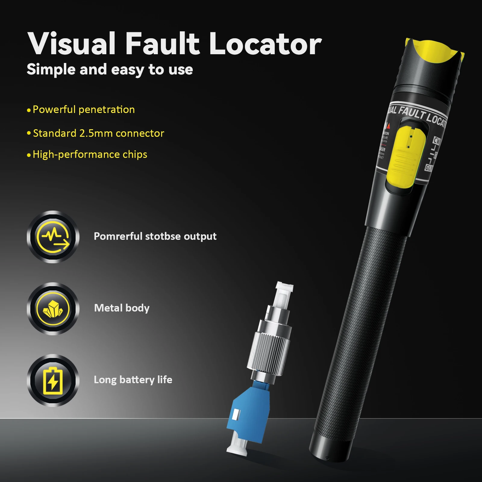 Fiber Optic Cable Tester Pen 30/50/80/100mw Visual Fault Locator SC/FC/ST 2.5mm Interface VFL 30/50/80/100Km Range