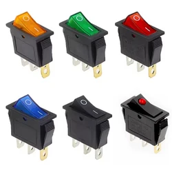 8pcs Rocker Switch 3 Pins 2 Position ON/Off AC 20A 125V 15A 250V SPST Yellow Red Green LED Light Illuminated Boat Rocker Switch