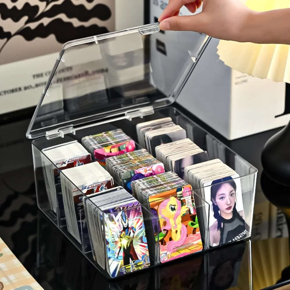 

Large Capacity Transparent Desktop Storage Box with Lid and Divider for Miscellaneous Organization and Office Supplies Storage
