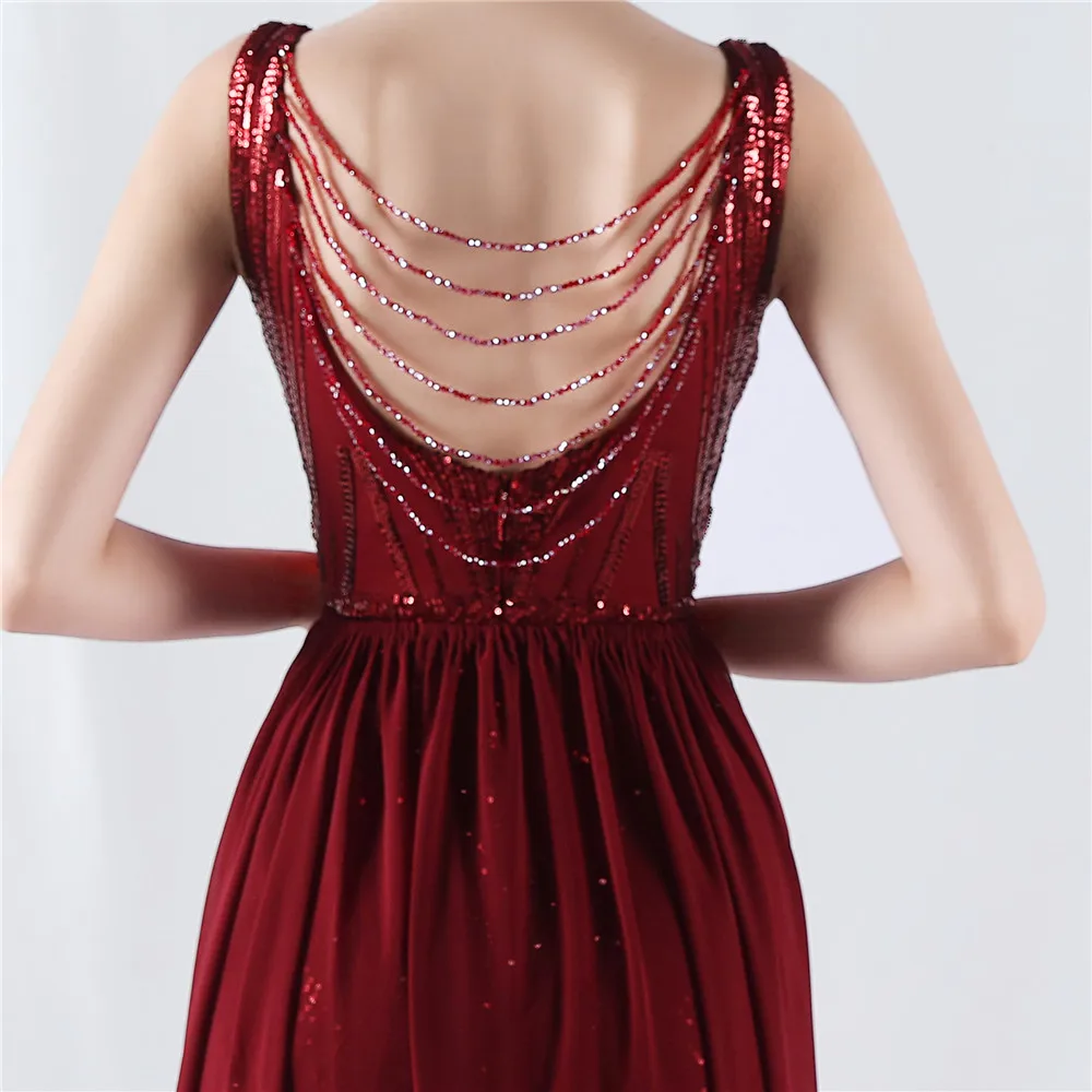 Women's V Neck  Sleeveless  Elegant Beaded Sequins Floral  With Cape Mermaid  Dress Formal Party Gown Evening Maxi Dress