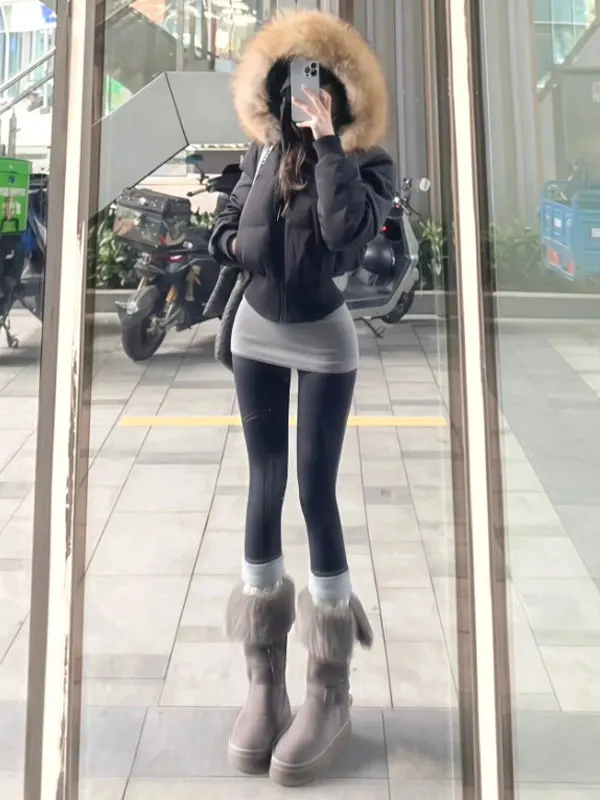 

Korean Sle ort Cotton Jaet Women's Faionable Hooded Coat Hepburn Sle Autumn Winter Outerwear Slim Fit Long Sve