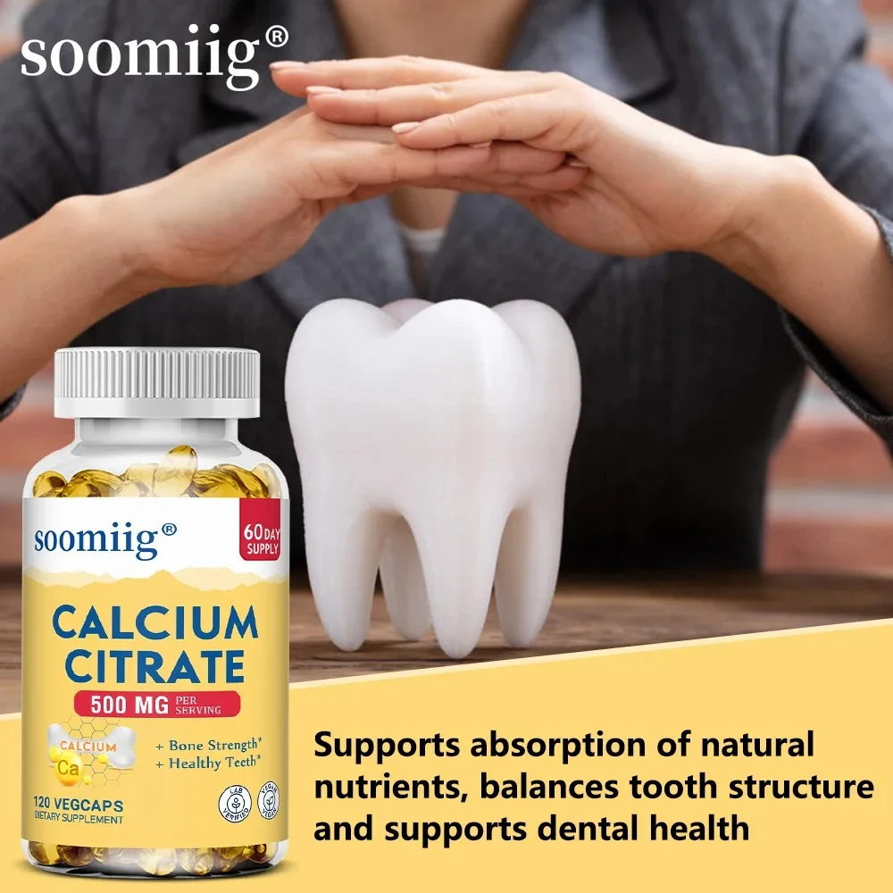 Calcium Citrate 500 Mg Per Serving Strengthens Bone, Teeth Health, Support Mobility & Flexibility, 120 Capsules, Non-GMO