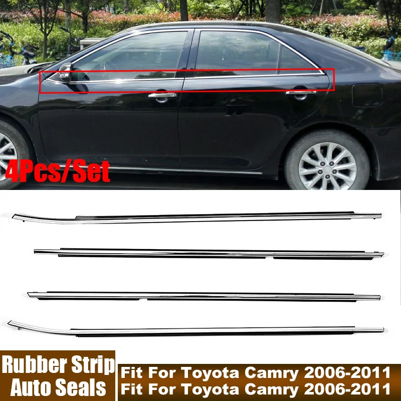 4Pcs/Set Auto Door Window Glass Seals Strips Waterproof Auto Sealing Rubber Strips Fit For Toyota Camry 2006-2011 / 2012-2014