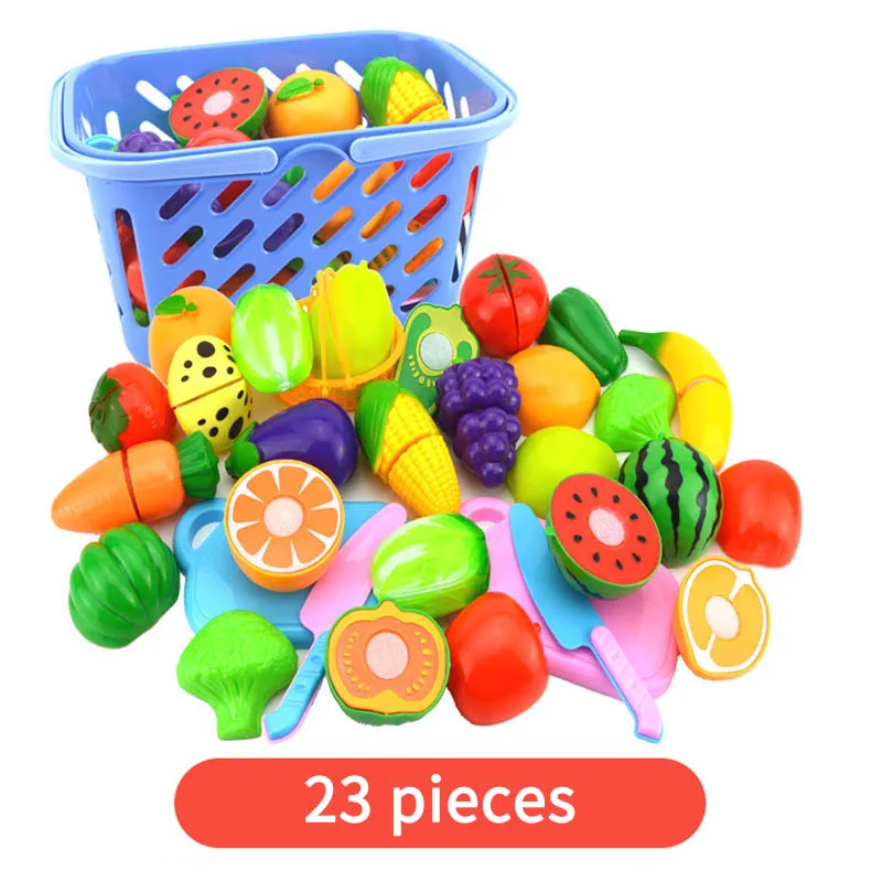 Plástico Finja Cozinha Brinquedos para Crianças, Cortando Frutas e Vegetais Brinquedo, Comida Finja Brincar, 23 PCs/Set