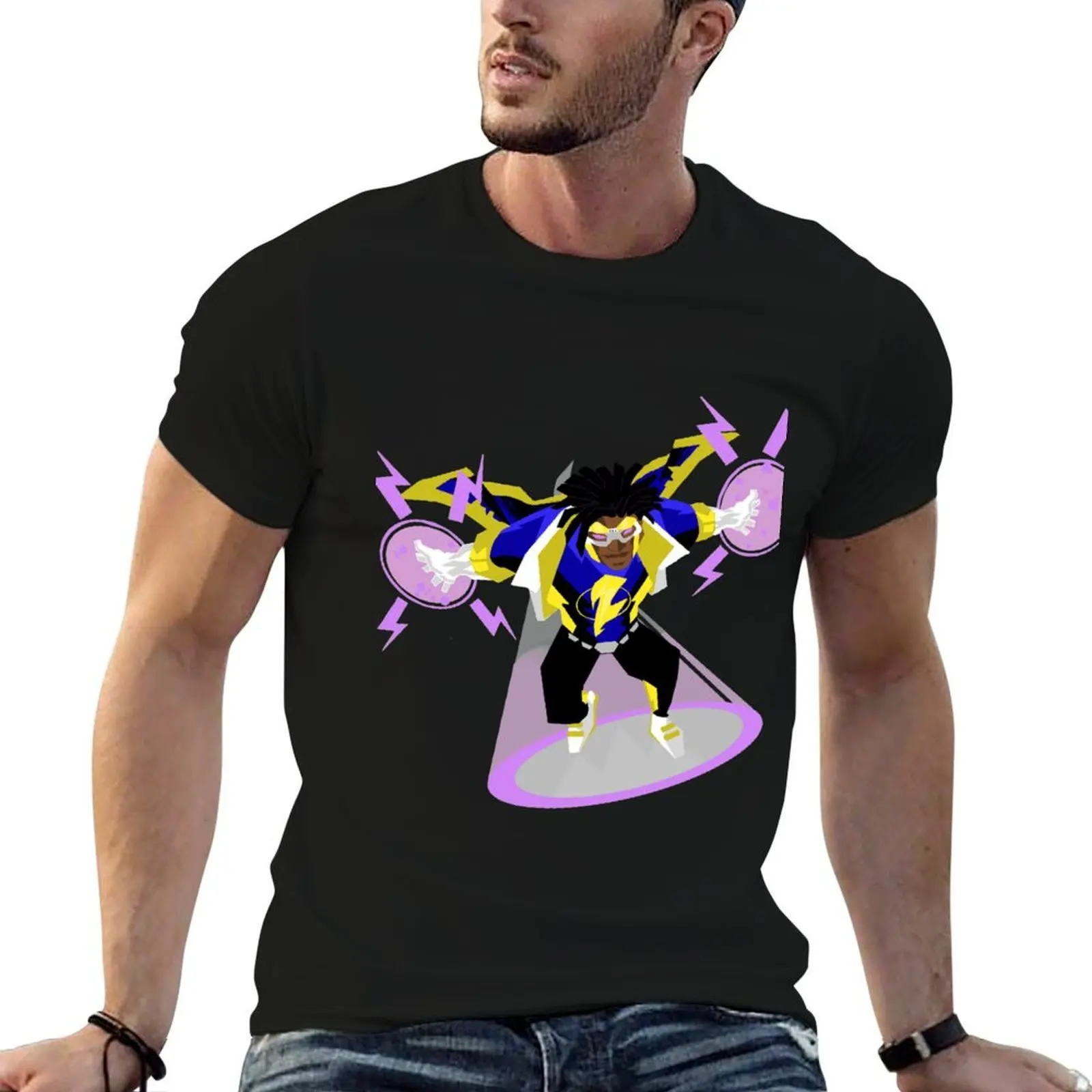 

Detective Comics Presents: Superhero Static Shock! T-Shirt t shirt personalised cotton tshirt 100% T-Shirt