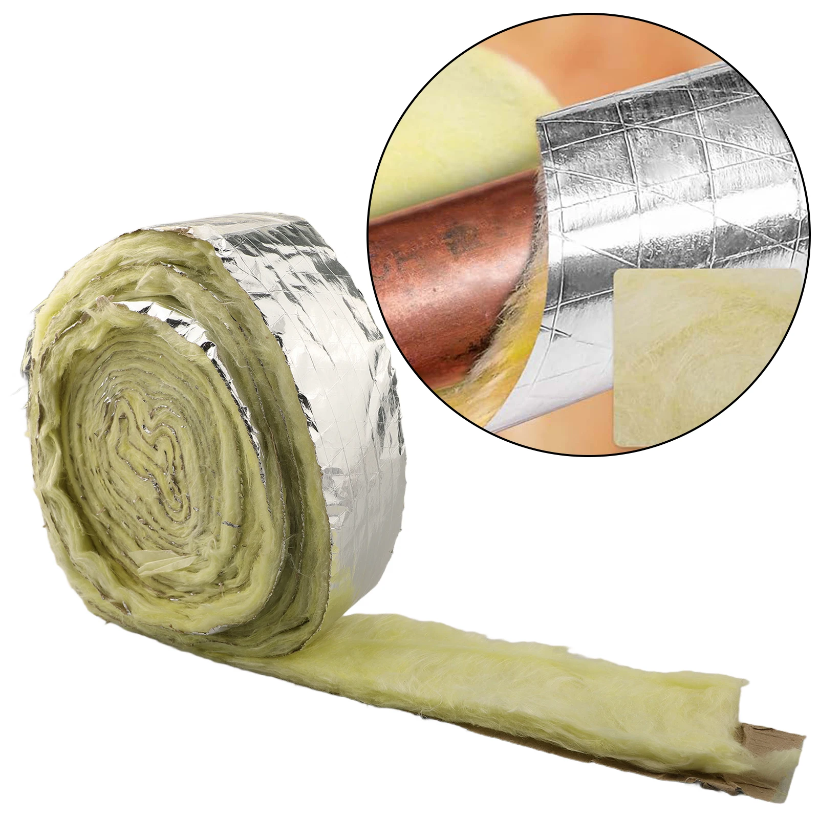 1 Roll 32.8 Feet Foiled Back Fiberglass Pipe Insulation Wrap For Outdoor Indoor Pipe For Plumbing HVAC And Mechanical Systems