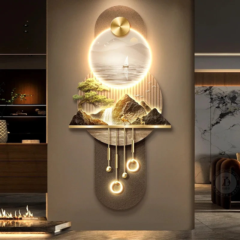 

Новая декоративная роспись для входа в китайском стиле, элитная атмосфера, элитная картина настенного светильника