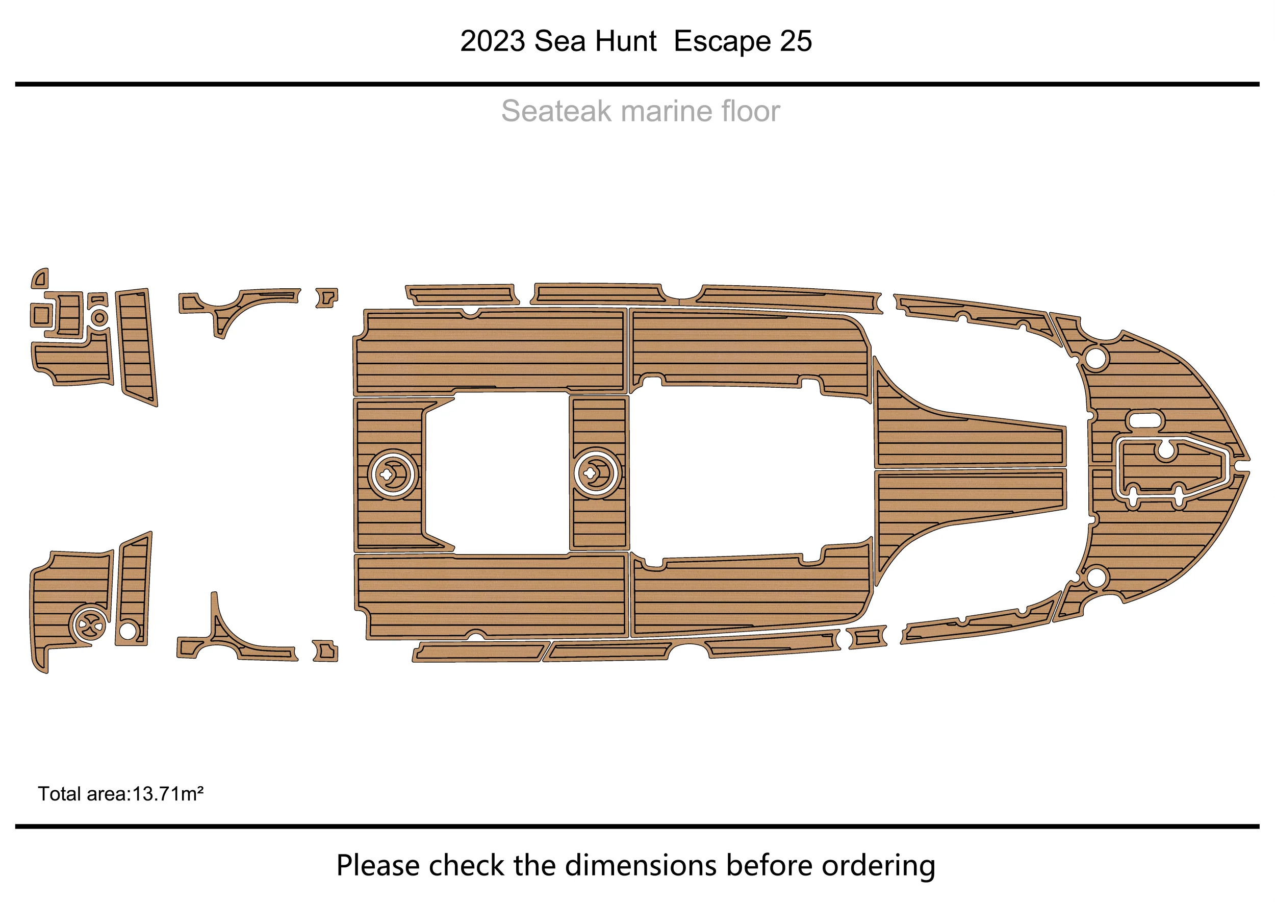 

2023 Sea Hunt Escape 25 Cockpit swimming platform 1/4" 6mm EVA fAUX carpet Water Ski Yacht Fishing Boat Non-slip mat floor