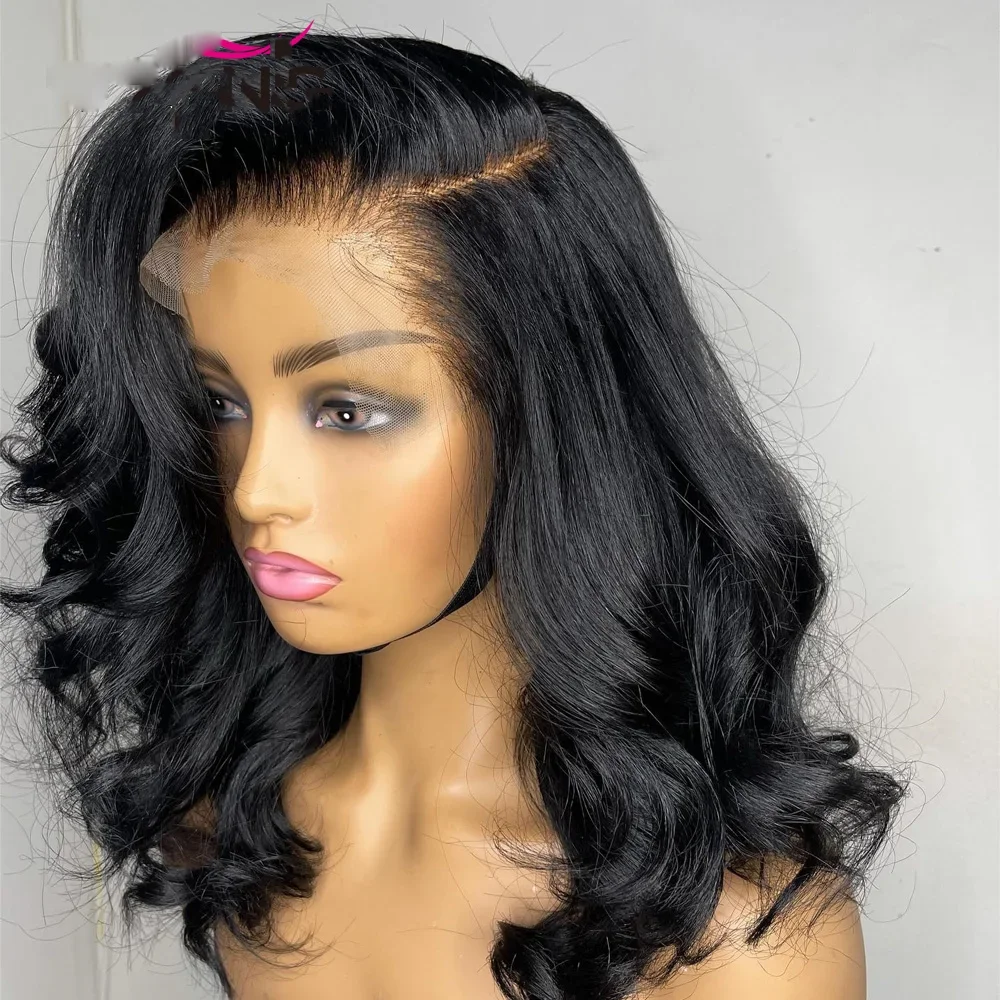 Natural Black Short 20Inch Body Wave Glueless 5x5 Silk Base Jewish Human Hair Wig Baby Hair HD Lace European Hair Preplucked