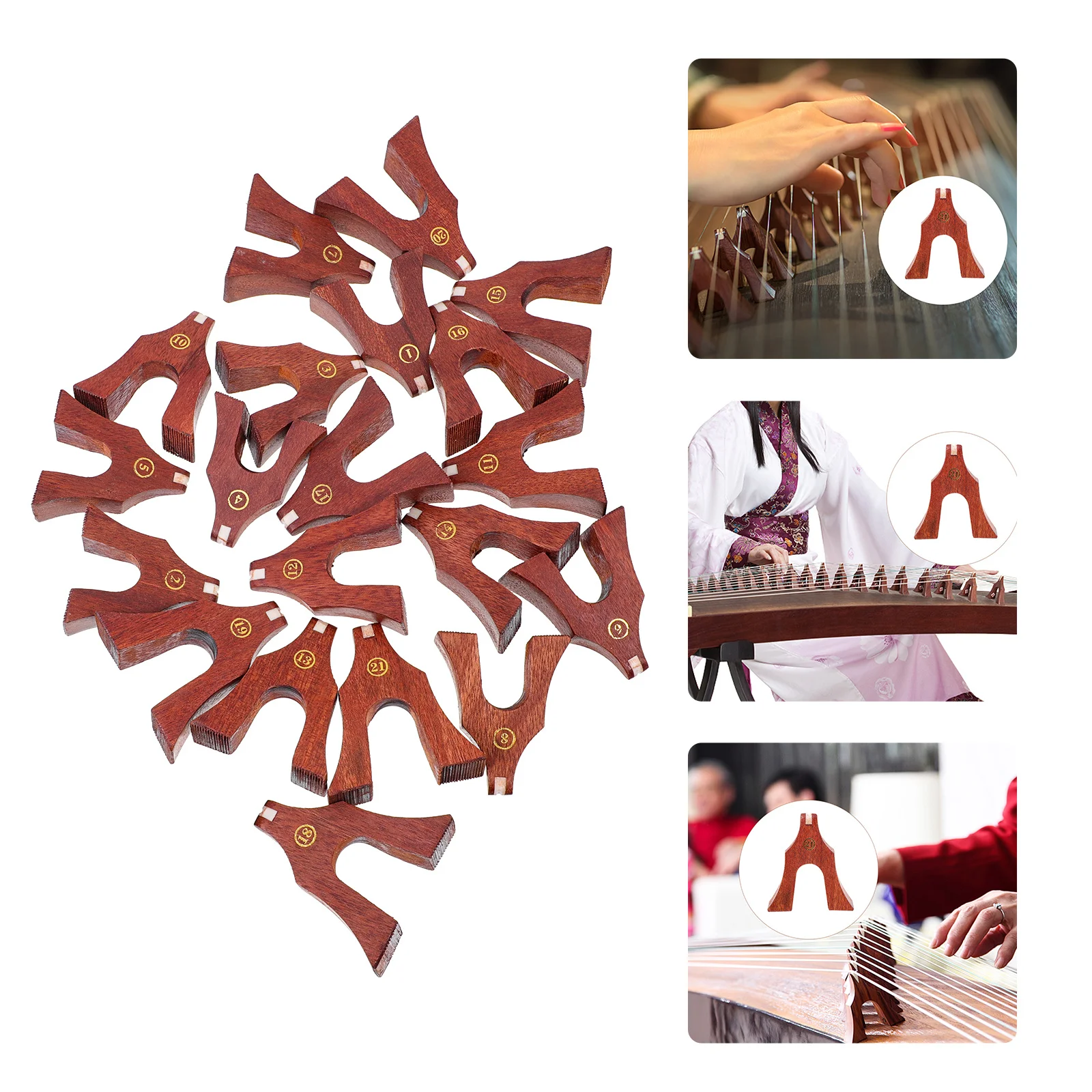 

21Pcs Guzheng Bridges Wooden String Pillars Professional Replacement Parts Guzheng Supplies Durable Musical Instrument