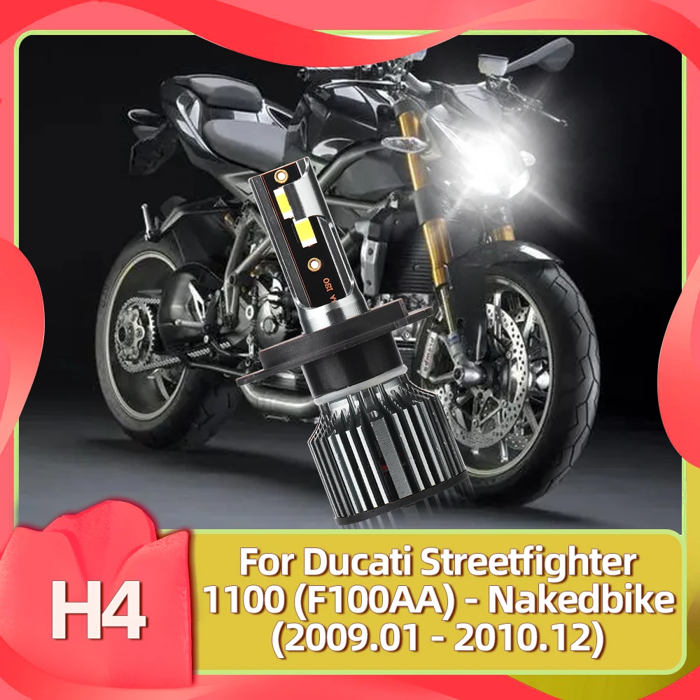 1PC Motorcycle LED Headlight Bulb Hi-Lo Beam H4 Turbo Headlamp 50W For Ducati Streetfighter 1100 (F100AA) - Nakedbike 2009 2010