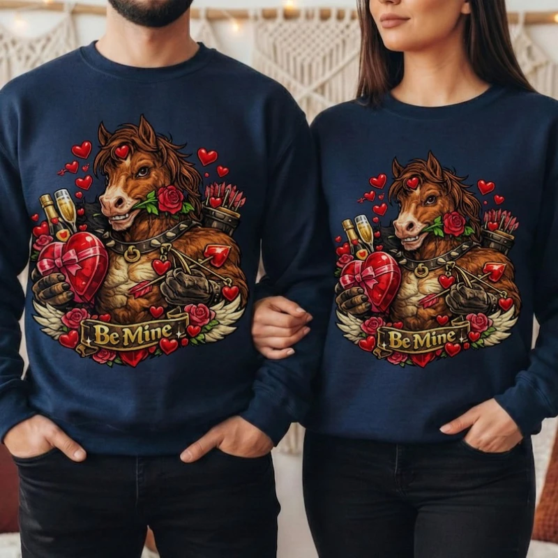 

Футболка с длинным рукавом унисекс с изображением лошади, символа китайского зодиака, на День святого Валентина, с астрологическим дизайном, подарок на год Лошади